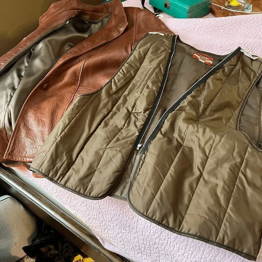 Vintage 70s Reed Sportswear Cognac Leather Coat L–XXL Western Rodeo Boho USA